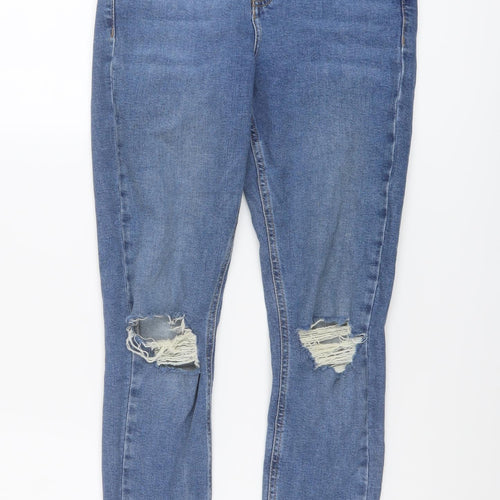 Topshop Womens Blue Cotton Skinny Jeans Size 28 in L25 in Regular Button