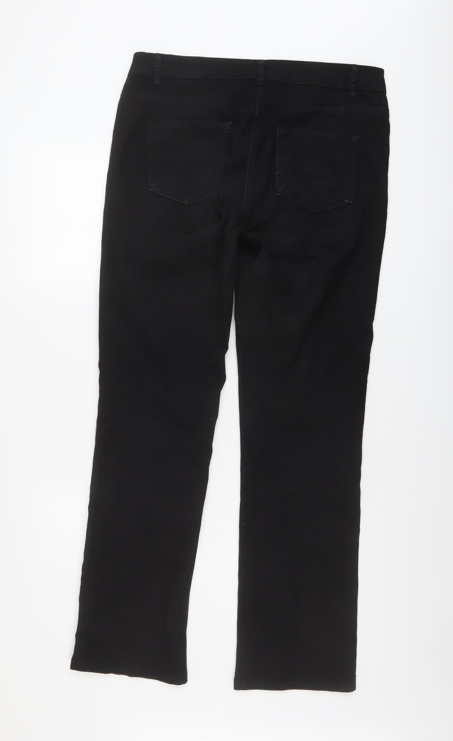 TU Womens Black Cotton Straight Jeans Size 14 L30 in Regular Button