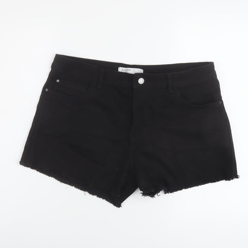 Denim & Co. Womens Black Cotton Cut-Off Shorts Size 18 L4 in Regular Button