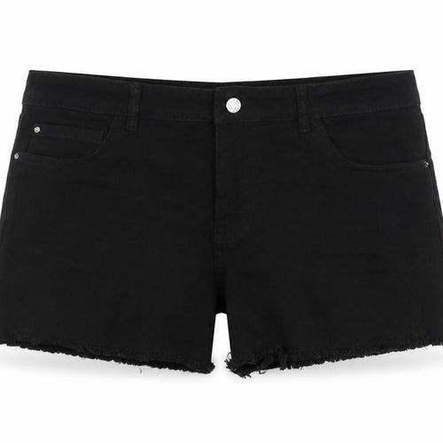 Denim & Co. Womens Black Cotton Cut-Off Shorts Size 18 L4 in Regular Button