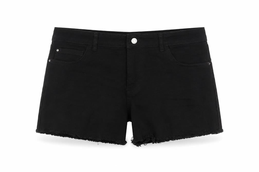 Denim & Co. Womens Black Cotton Cut-Off Shorts Size 18 L4 in Regular Button
