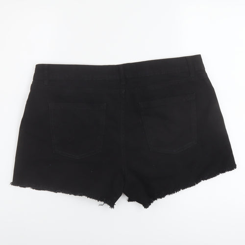 Denim & Co. Womens Black Cotton Cut-Off Shorts Size 18 L4 in Regular Button