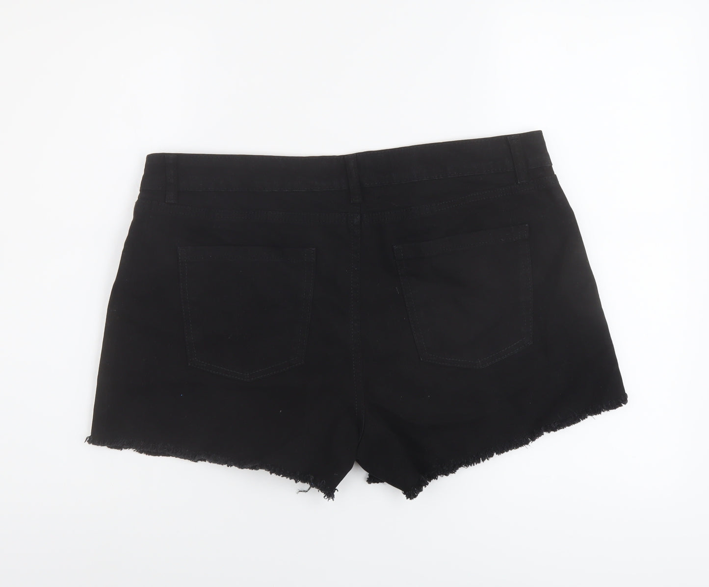 Denim & Co. Womens Black Cotton Cut-Off Shorts Size 18 L4 in Regular Button