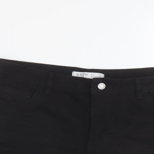 Denim & Co. Womens Black Cotton Cut-Off Shorts Size 18 L4 in Regular Button
