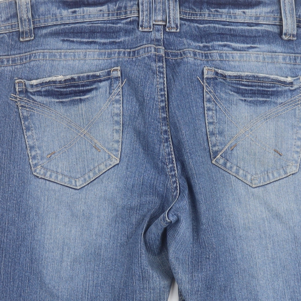 New Look Womens Blue Cotton Bermuda Shorts Size 16 L12 in Regular Button