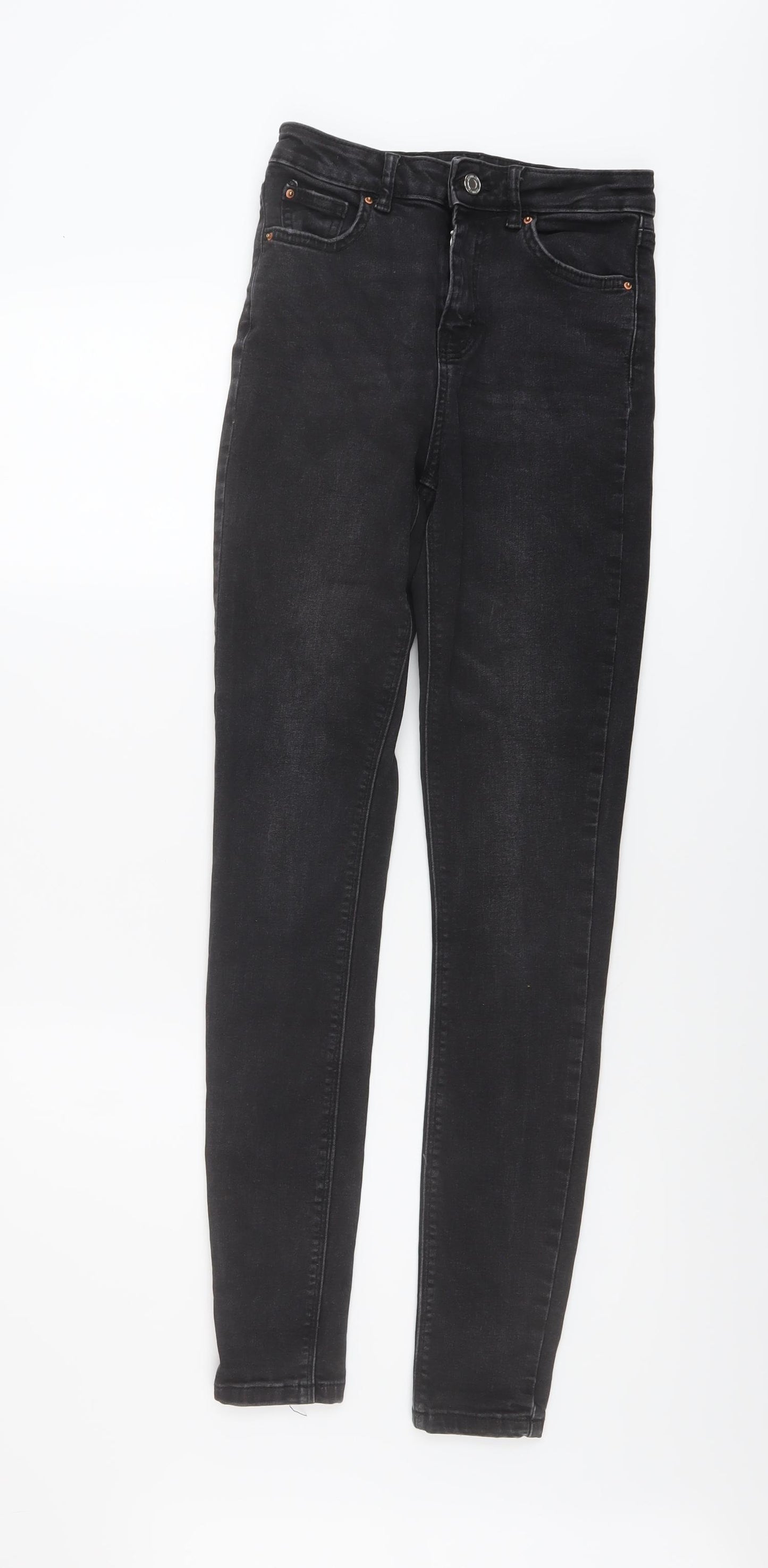 Denim & Co. Womens Grey Cotton Skinny Jeans Size 8 L30 in Regular Button