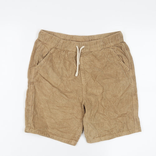 Marks and Spencer Boys Brown Cotton Bermuda Shorts Size 11-12 Years L7 in Regular Drawstring - Pockets