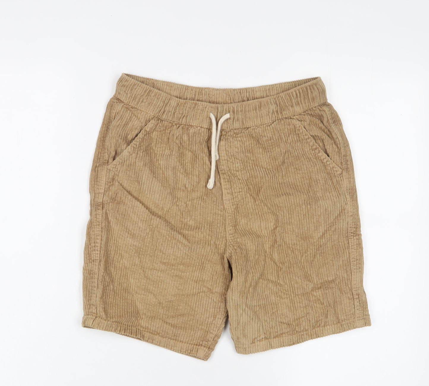 Marks and Spencer Boys Brown Cotton Bermuda Shorts Size 11-12 Years L7 in Regular Drawstring - Pockets