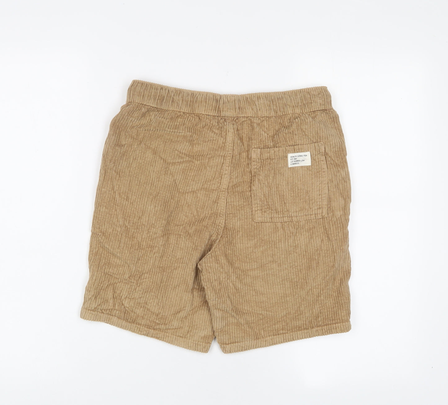 Marks and Spencer Boys Brown Cotton Bermuda Shorts Size 11-12 Years L7 in Regular Drawstring - Pockets