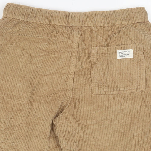 Marks and Spencer Boys Brown Cotton Bermuda Shorts Size 11-12 Years L7 in Regular Drawstring - Pockets