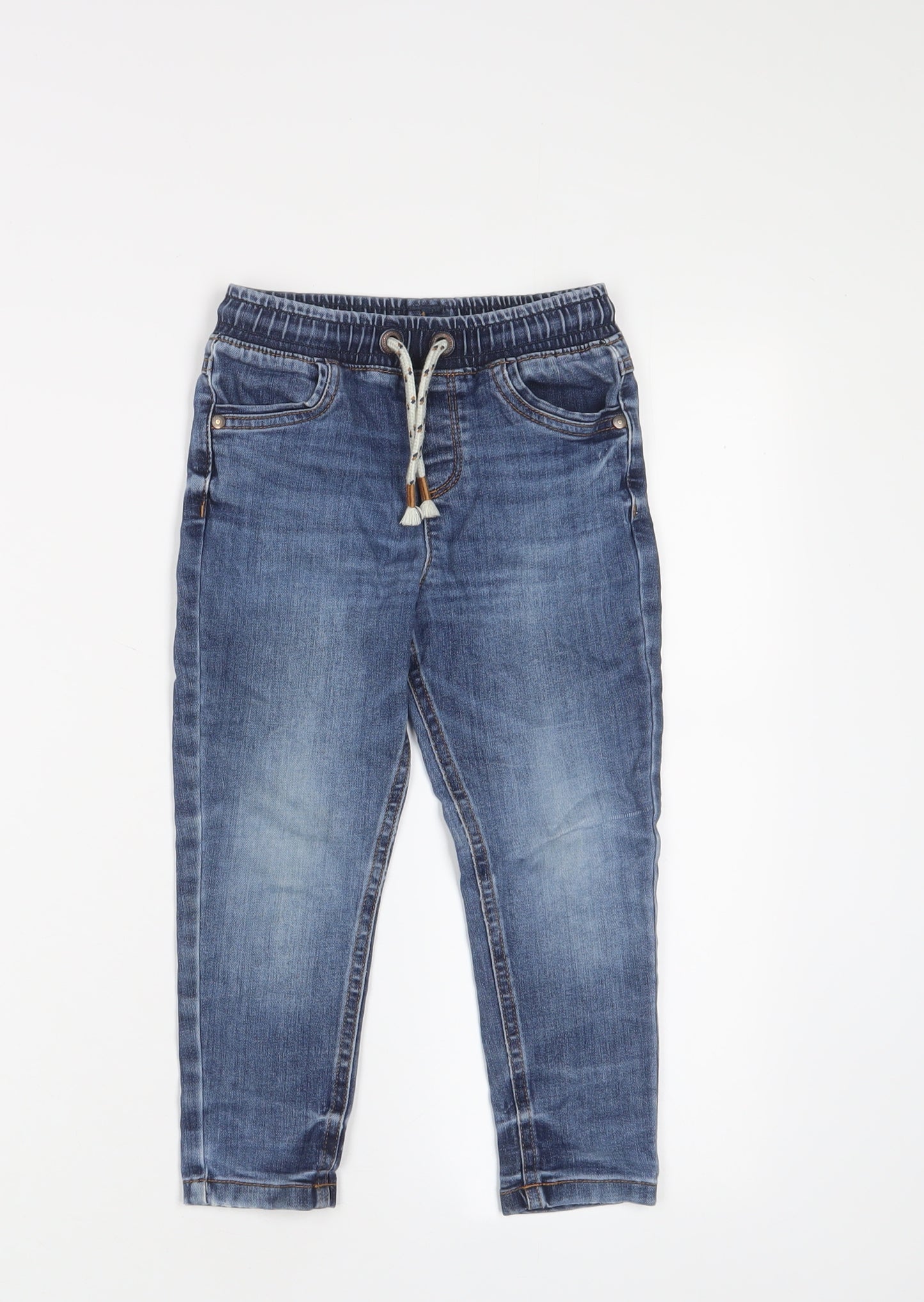 George Boys Blue Cotton Skinny Jeans Size 3-4 Years Regular Drawstring - Pockets