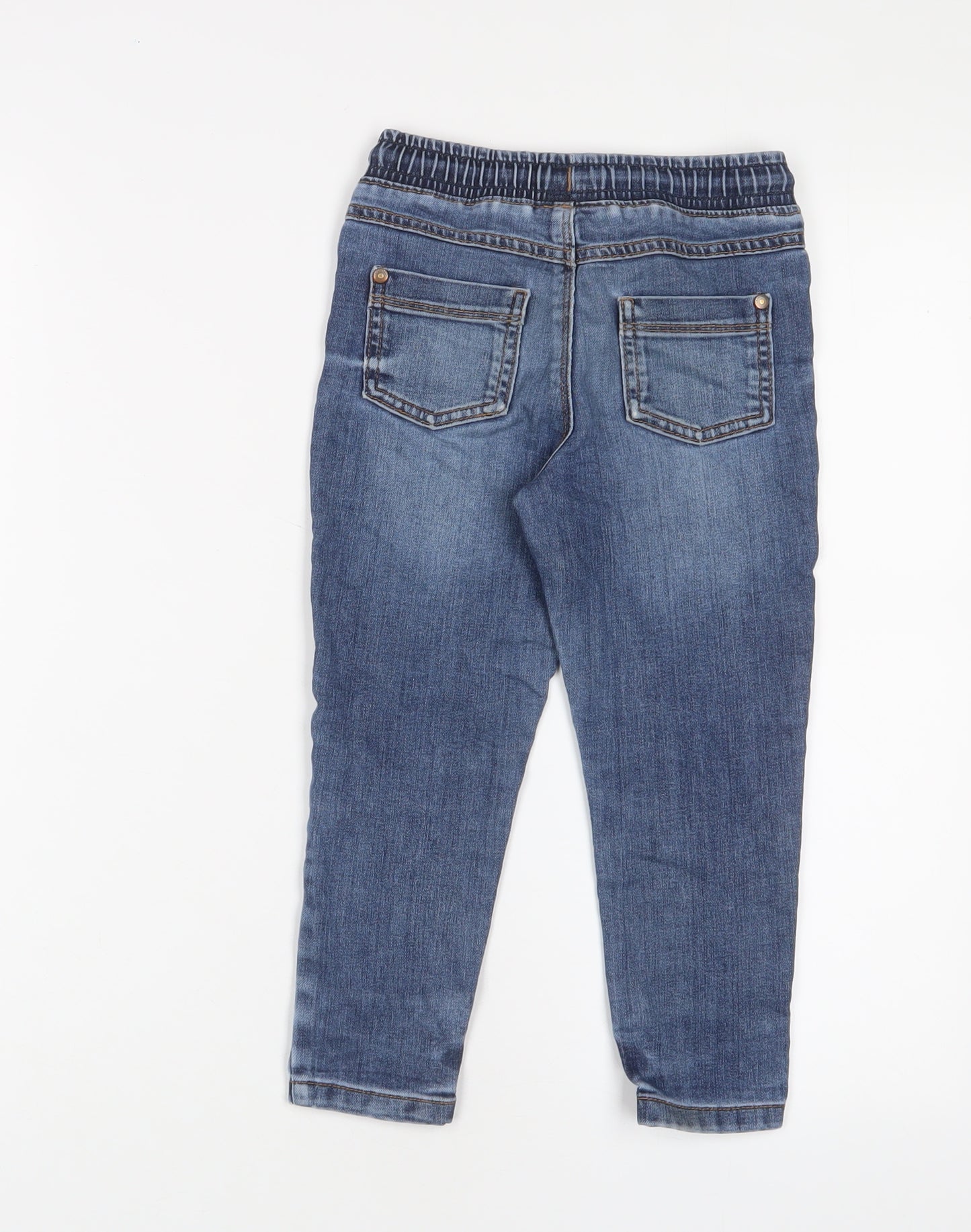 George Boys Blue Cotton Skinny Jeans Size 3-4 Years Regular Drawstring - Pockets