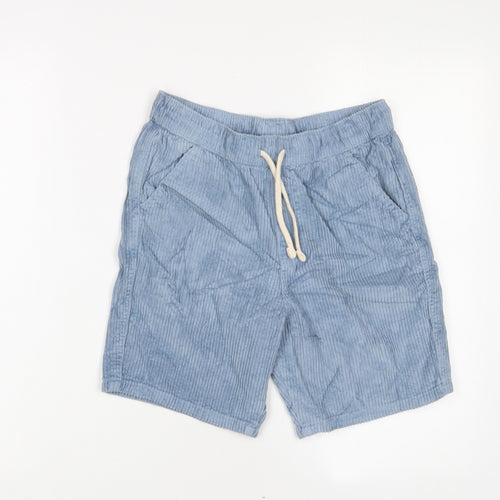 Marks and Spencer Boys Blue Cotton Bermuda Shorts Size 11-12 Years L7 in Regular Drawstring - Pockets