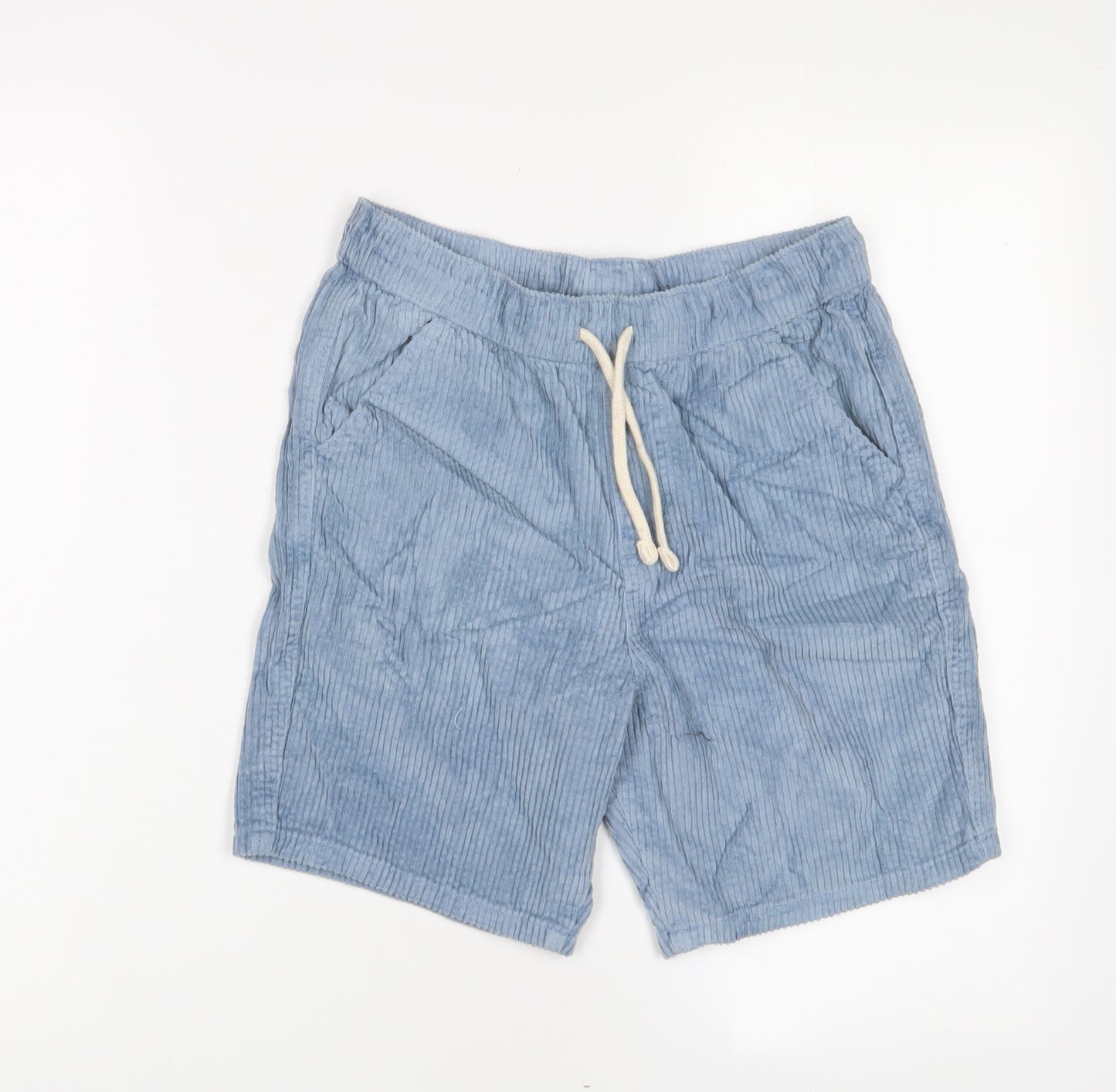 Marks and Spencer Boys Blue Cotton Bermuda Shorts Size 11-12 Years L7 in Regular Drawstring - Pockets