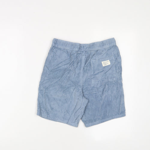 Marks and Spencer Boys Blue Cotton Bermuda Shorts Size 11-12 Years L7 in Regular Drawstring - Pockets