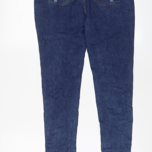 Marks and Spencer Girls Blue Geometric Cotton Skinny Jeans Size 13-14 Years L28 in Regular Zip - Star Pattern