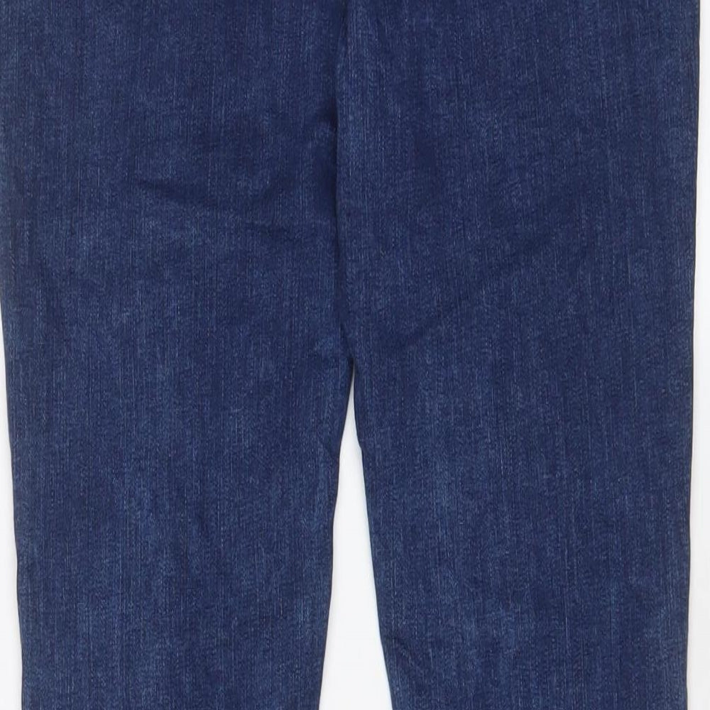 Marks and Spencer Girls Blue Geometric Cotton Skinny Jeans Size 11-12 Years L27 in Regular Zip - Star Pattern
