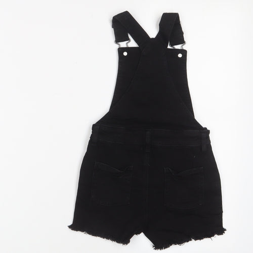 Marks and Spencer Girls Black Cotton Dungaree One-Piece Size 4-5 Years Button - Pockets