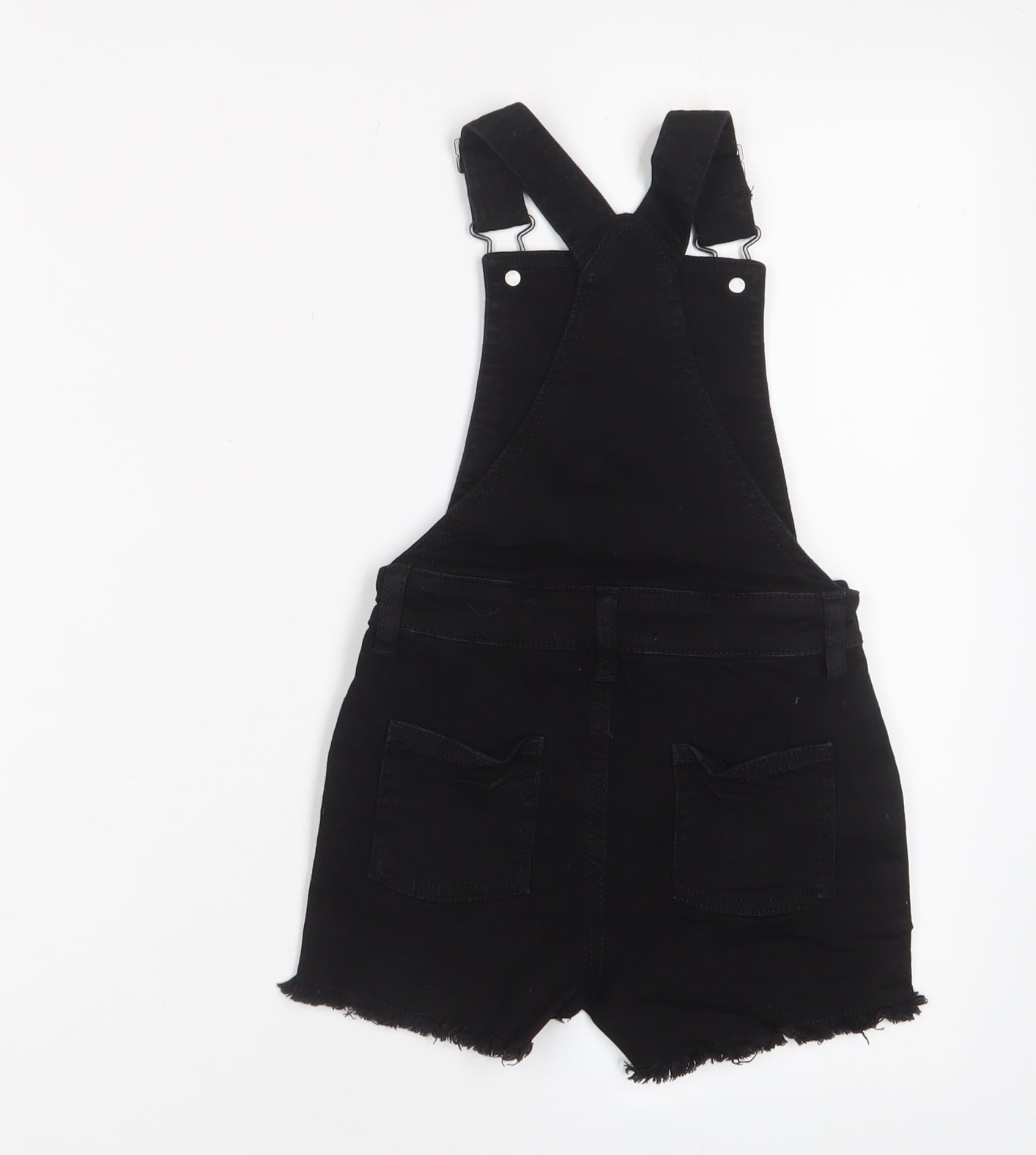 Marks and Spencer Girls Black Cotton Dungaree One-Piece Size 4-5 Years Button - Pockets