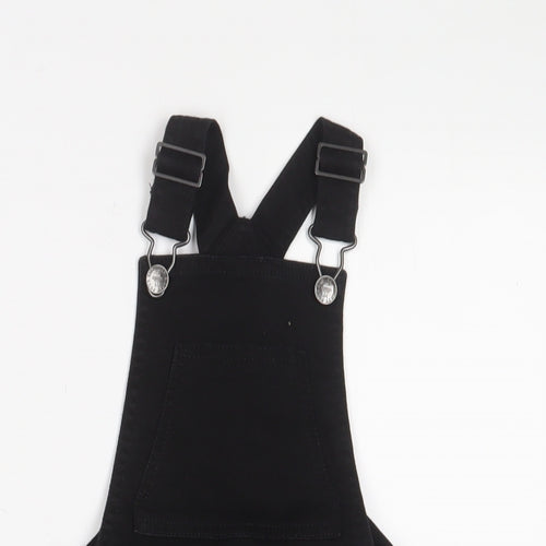 Marks and Spencer Girls Black Cotton Dungaree One-Piece Size 4-5 Years Button - Pockets