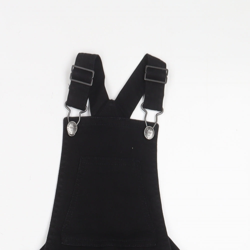 Marks and Spencer Girls Black Cotton Dungaree One-Piece Size 4-5 Years Button - Pockets