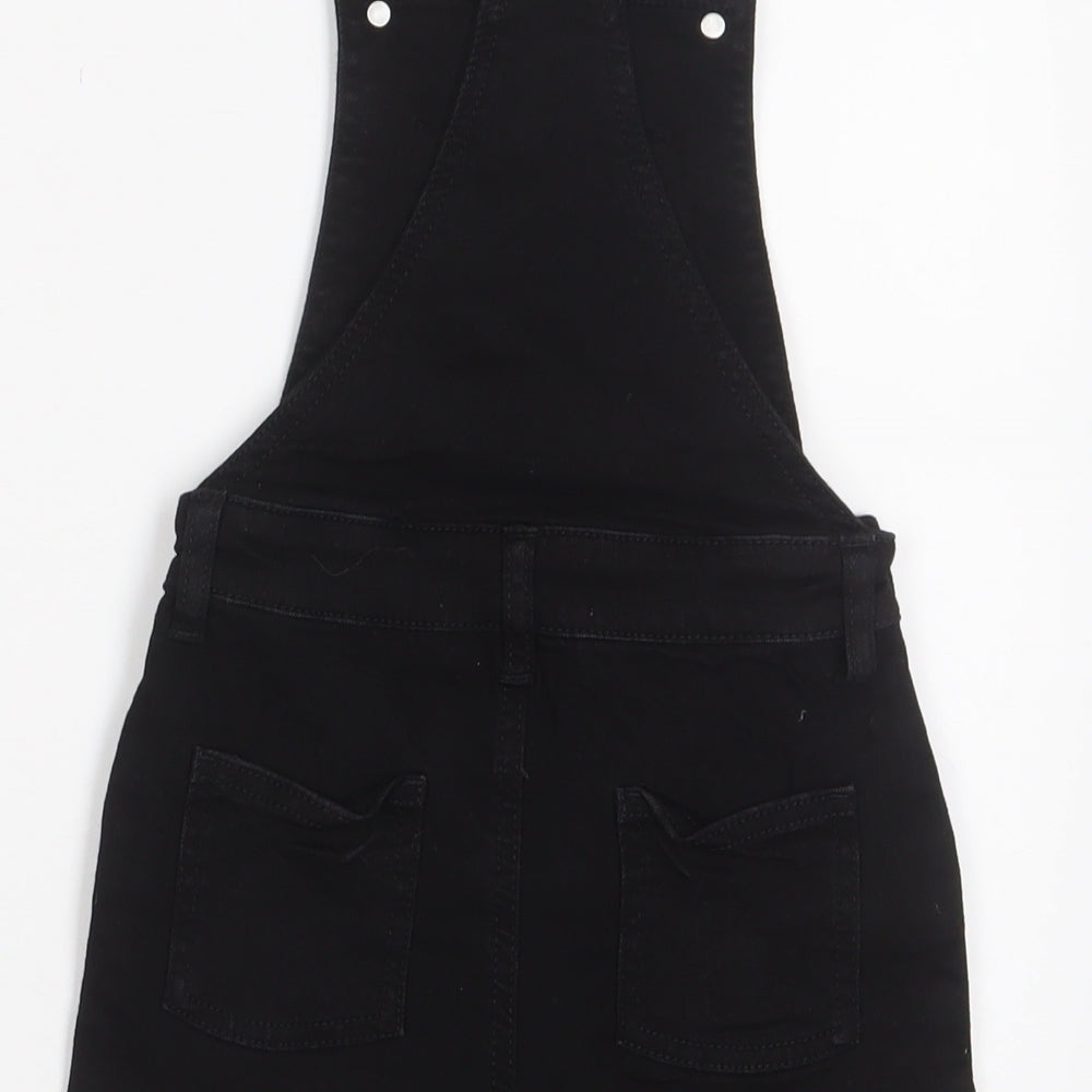 Marks and Spencer Girls Black Cotton Dungaree One-Piece Size 4-5 Years Button - Pockets