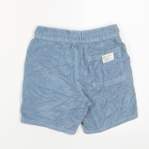 Marks and Spencer Boys Blue Cotton Bermuda Shorts Size 6-7 Years Regular Drawstring - Pockets