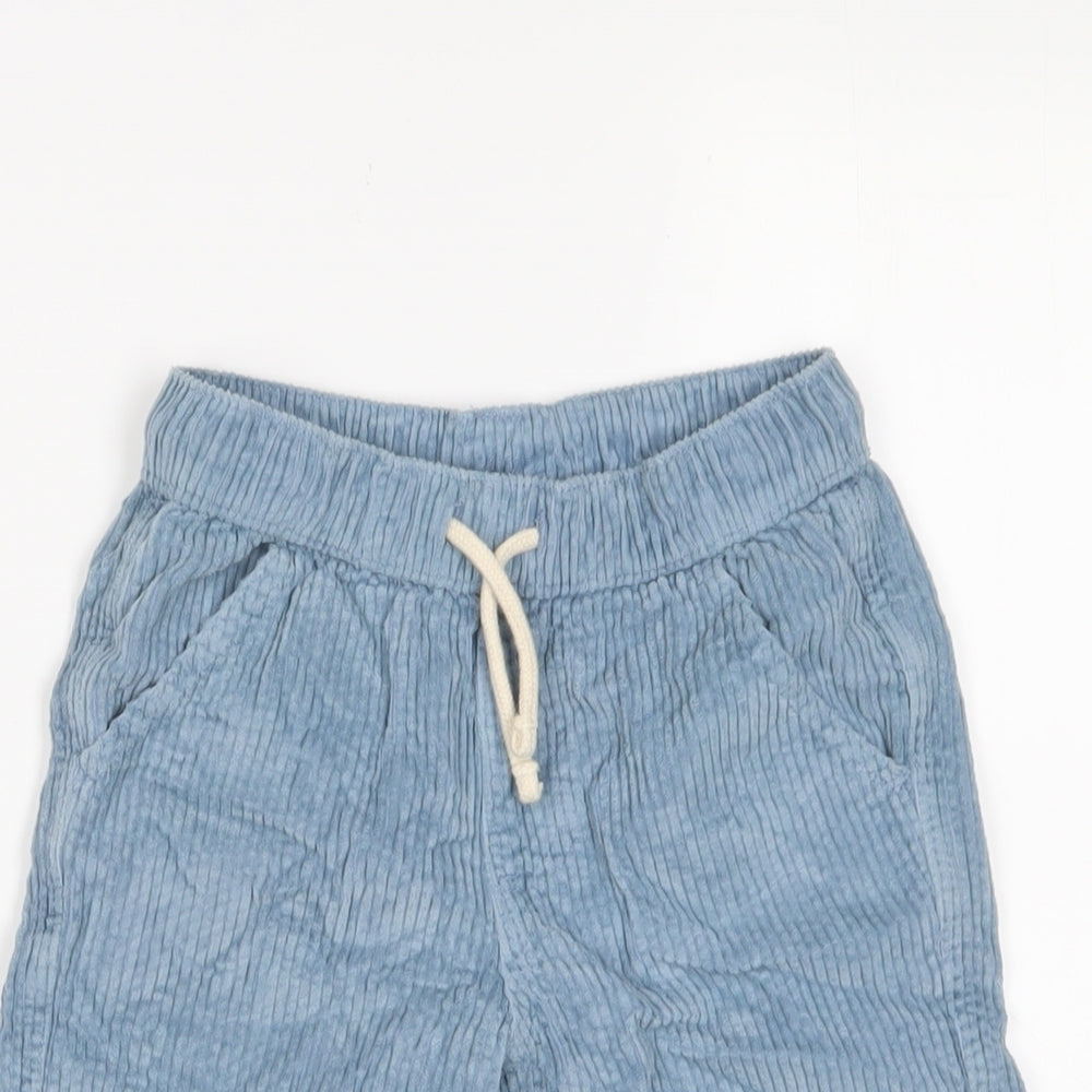 Marks and Spencer Boys Blue Cotton Bermuda Shorts Size 6-7 Years Regular Drawstring - Pockets