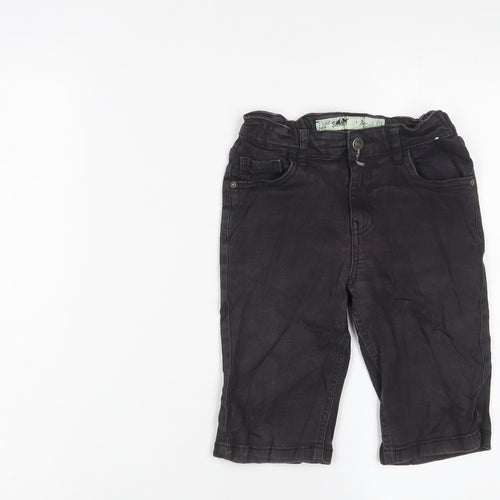 Denim & Co. Boys Black Cotton Bermuda Shorts Size 8-9 Years Regular Zip - Adjustable waist, Pockets