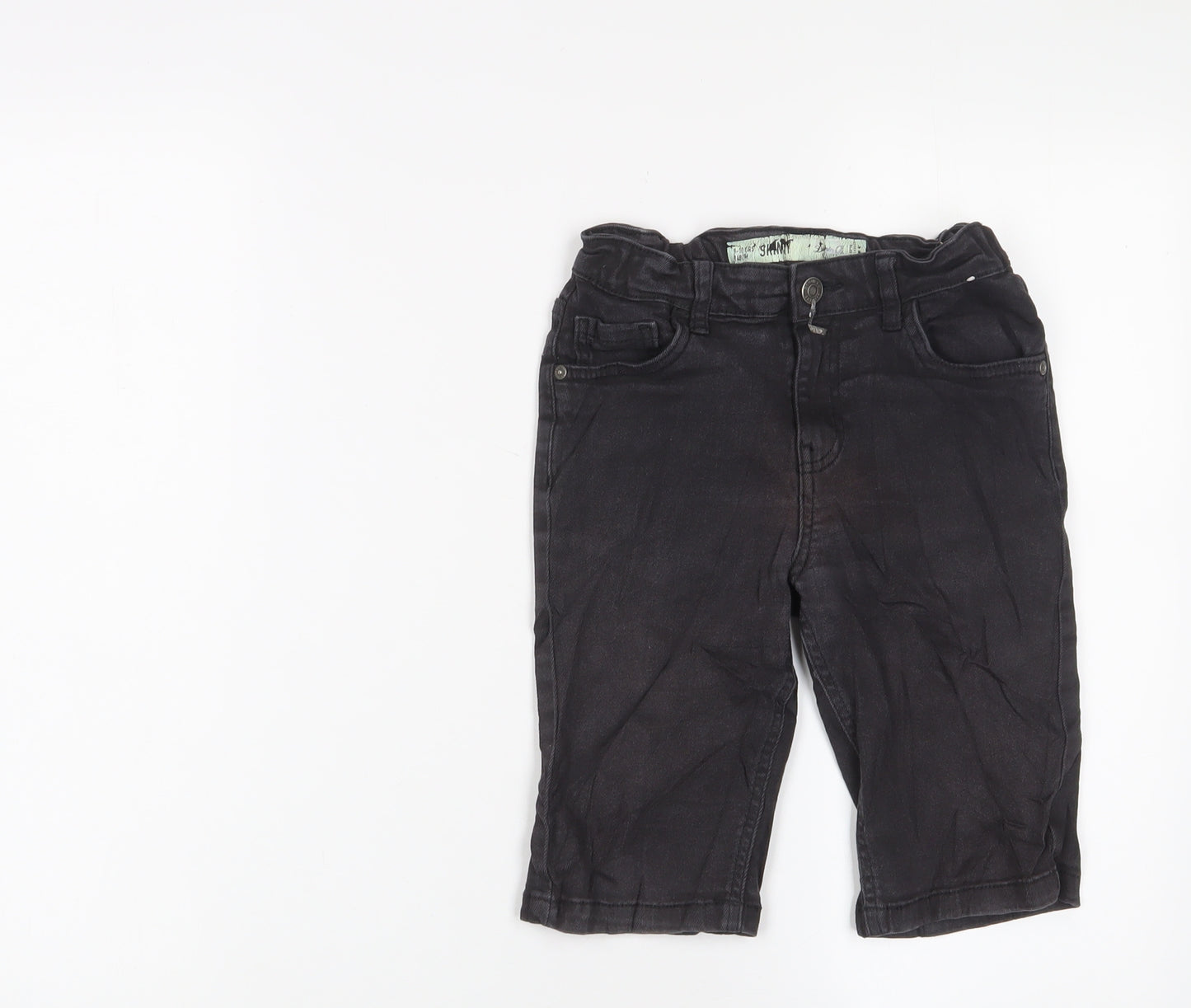 Denim & Co. Boys Black Cotton Bermuda Shorts Size 8-9 Years Regular Zip - Adjustable waist, Pockets