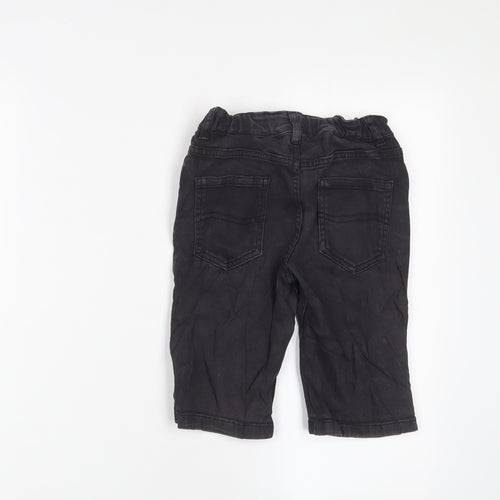Denim & Co. Boys Black Cotton Bermuda Shorts Size 8-9 Years Regular Zip - Adjustable waist, Pockets