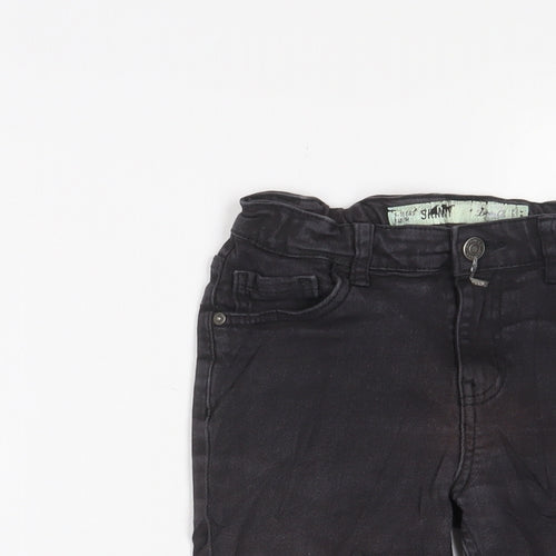 Denim & Co. Boys Black Cotton Bermuda Shorts Size 8-9 Years Regular Zip - Adjustable waist, Pockets