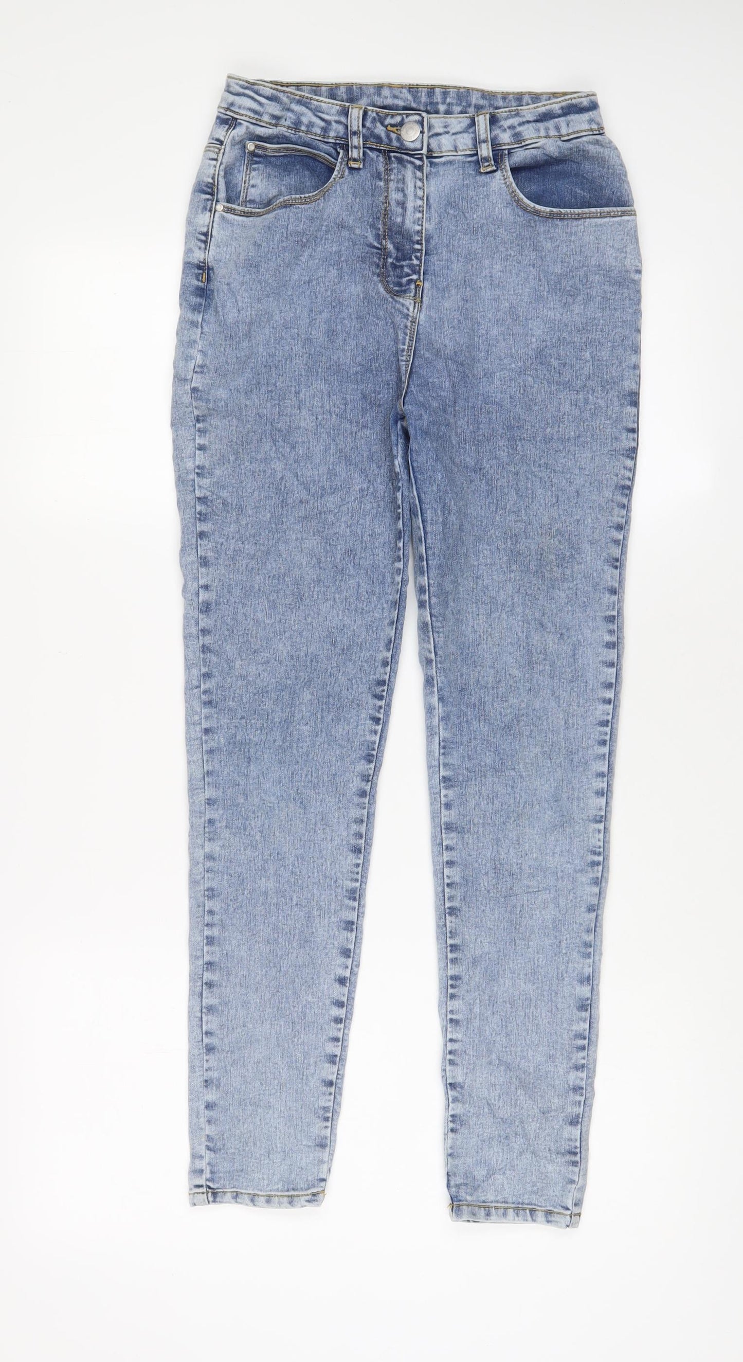 Matalan Girls Blue Cotton Tapered Jeans Size 13 Years L27 in Regular Zip - Pockets