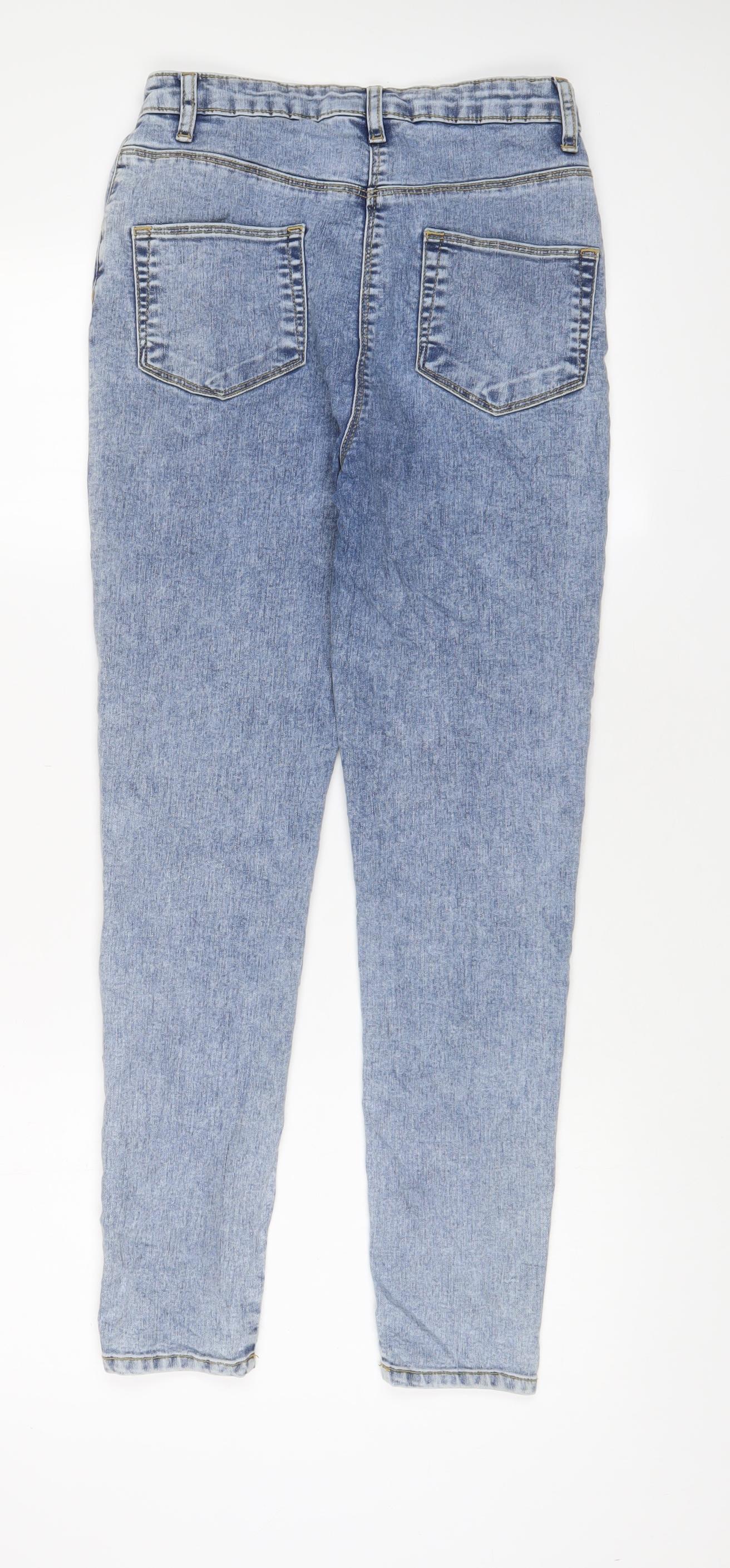 Matalan Girls Blue Cotton Tapered Jeans Size 13 Years L27 in Regular Zip - Pockets