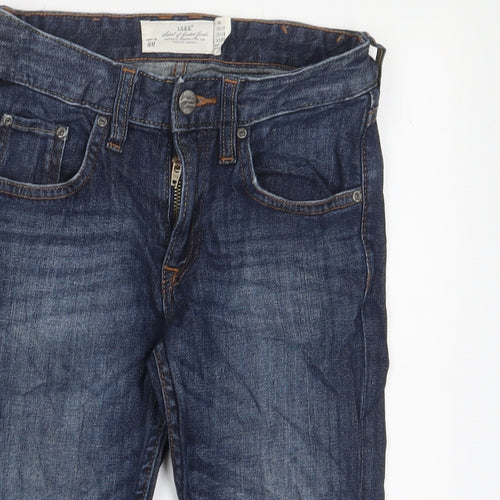 H&M Boys Blue Cotton Straight Jeans Size 10-11 Years Regular Zip - Adjustable waist, Pockets