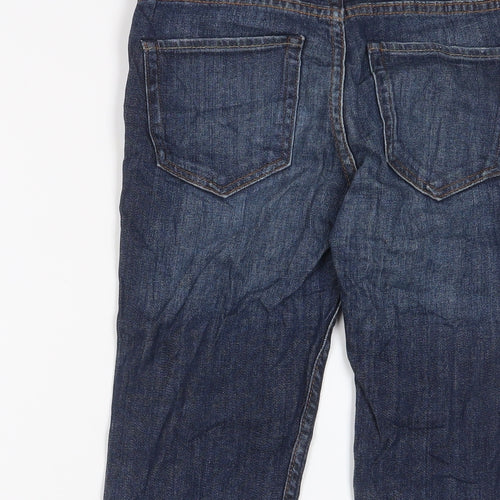 H&M Boys Blue Cotton Straight Jeans Size 10-11 Years Regular Zip - Adjustable waist, Pockets