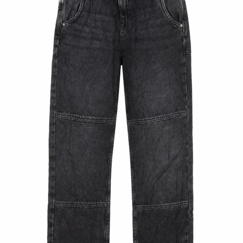 Marks and Spencer Girls Black Cotton Straight Jeans Size 11-12 Years L27 in Regular Zip - Pockets