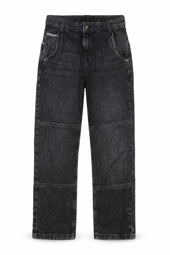 Marks and Spencer Girls Black Cotton Straight Jeans Size 11-12 Years L27 in Regular Zip - Pockets
