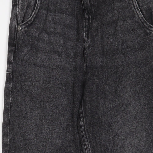 Marks and Spencer Girls Black Cotton Straight Jeans Size 11-12 Years L27 in Regular Zip - Pockets