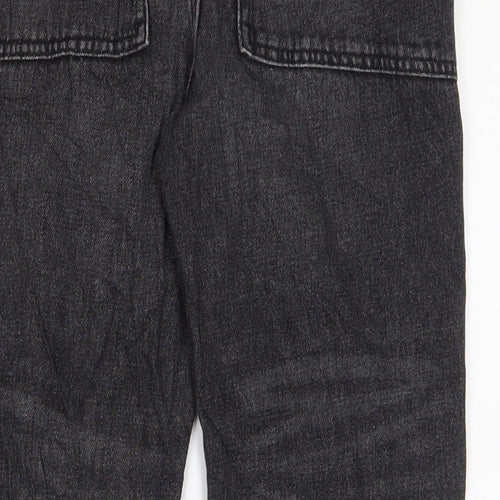 Marks and Spencer Girls Black Cotton Straight Jeans Size 11-12 Years L27 in Regular Zip - Pockets