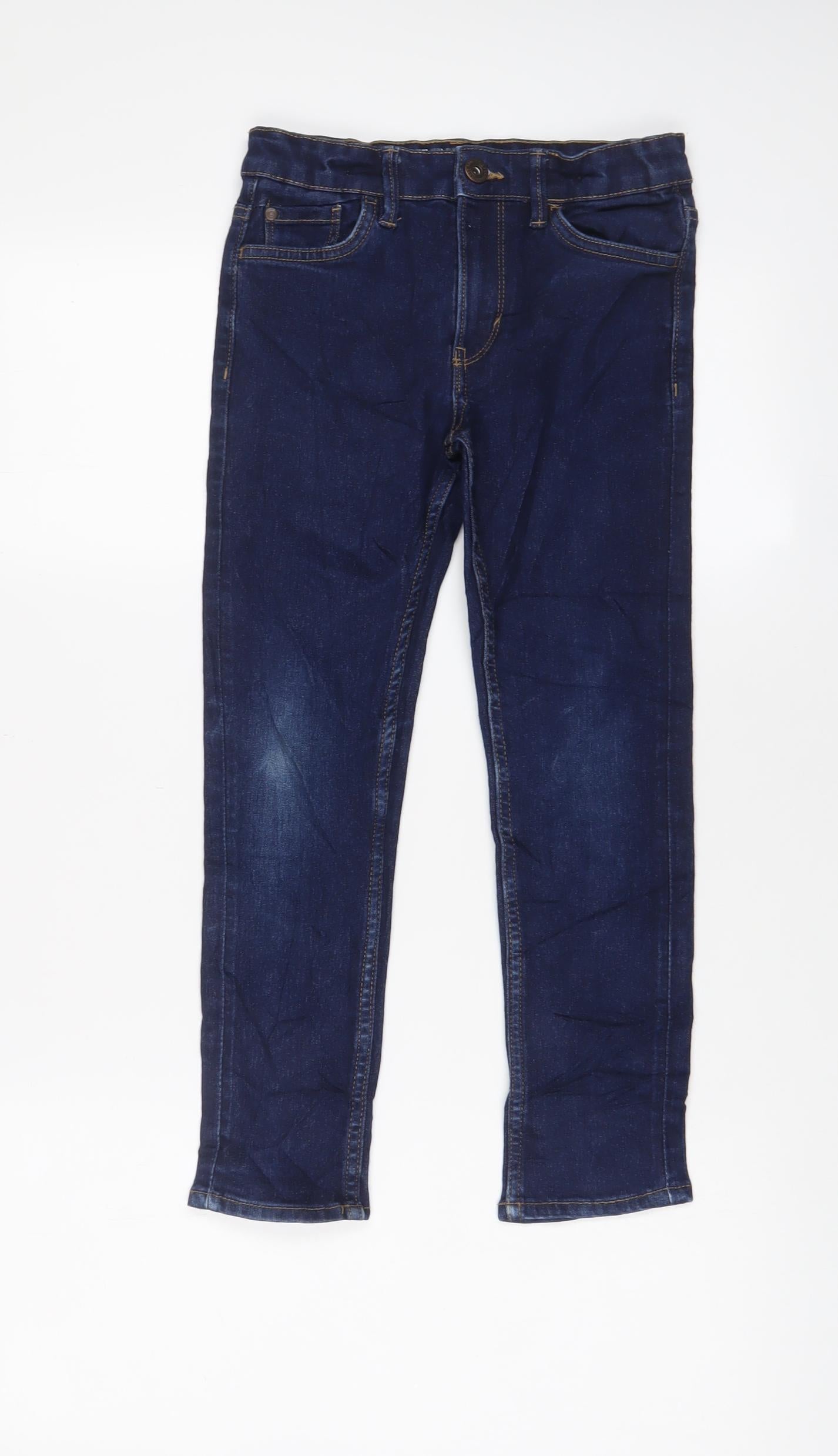 Matalan Boys Blue Cotton Skinny Jeans Size 8 Years Regular Zip