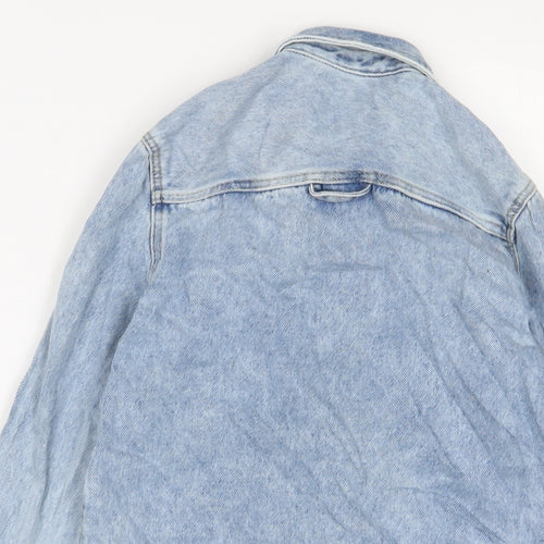 Marks and Spencer Boys Blue Cotton Basic Button-Up Size 6-7 Years Collared Button