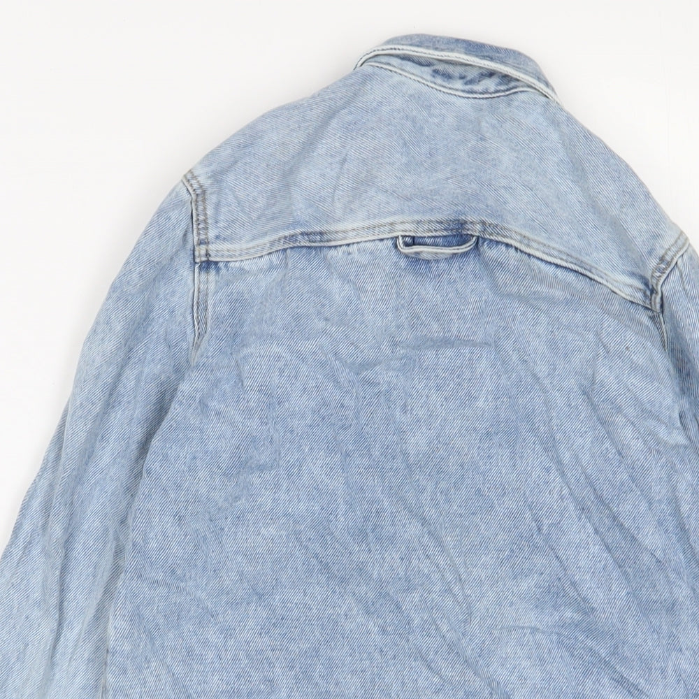 Marks and Spencer Boys Blue Cotton Basic Button-Up Size 6-7 Years Collared Button