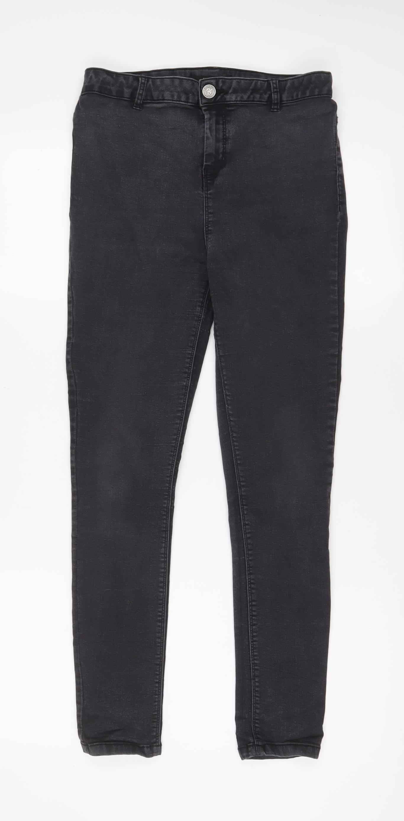 New Look Womens Grey Cotton Skinny Jeans Size 14 L27 in Regular Zip