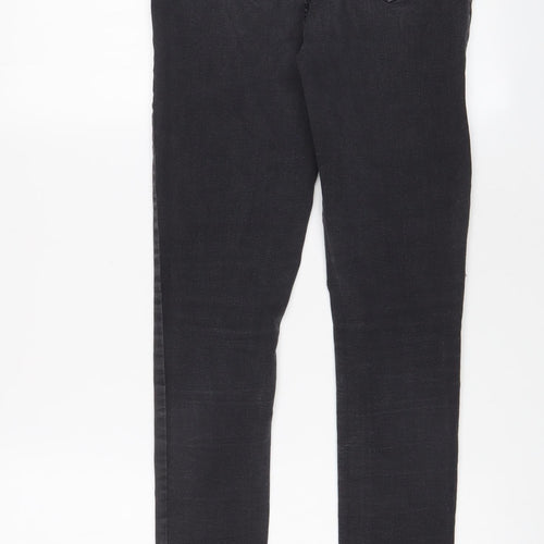 New Look Womens Grey Cotton Skinny Jeans Size 14 L27 in Regular Zip