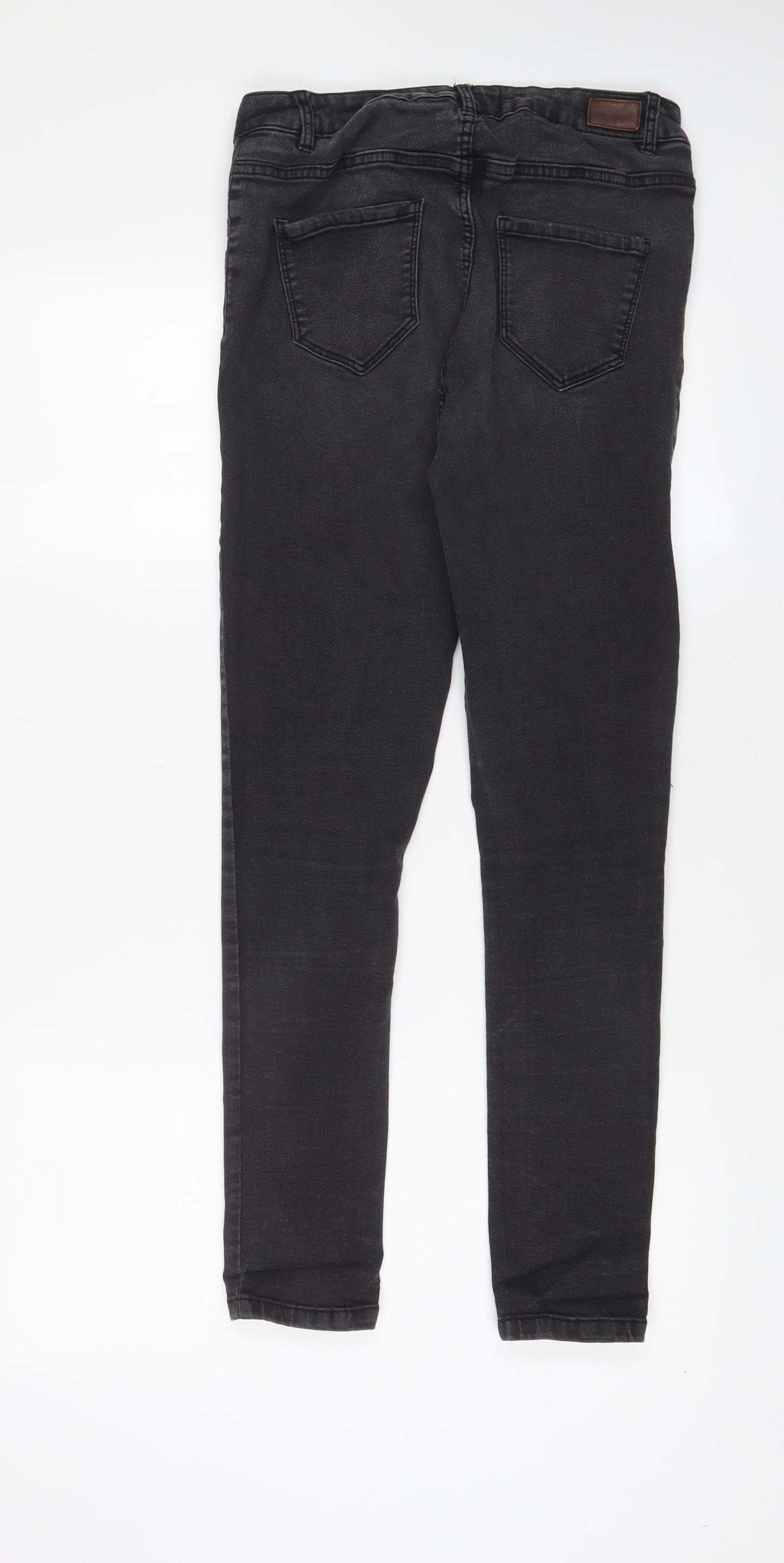 New Look Womens Grey Cotton Skinny Jeans Size 14 L27 in Regular Zip