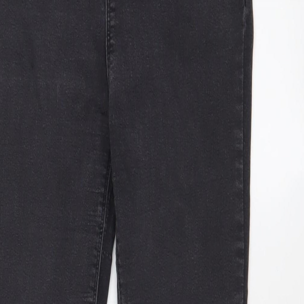 New Look Womens Grey Cotton Skinny Jeans Size 14 L27 in Regular Zip