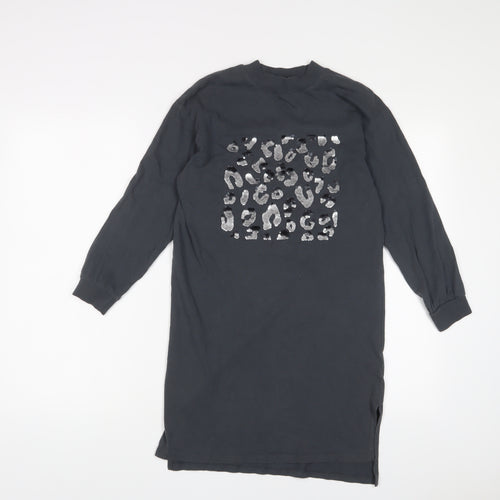 NEXT Girls Grey Cotton A-Line Size 11 Years Crew Neck Pullover - Sequin