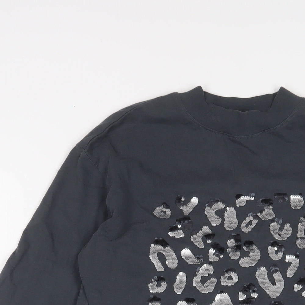 NEXT Girls Grey Cotton A-Line Size 11 Years Crew Neck Pullover - Sequin