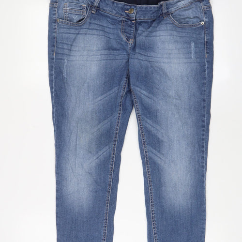 NEXT Womens Blue Cotton Straight Jeans Size 14 L29 in Regular Zip